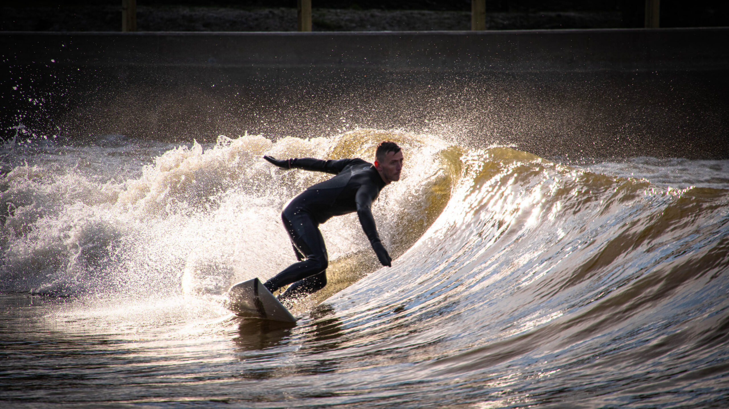 A surfer riding a wave